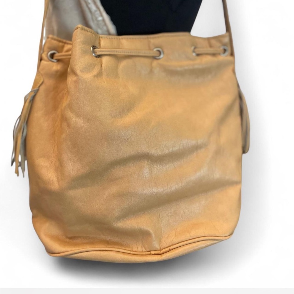 Vintage Tan Fringe Bucket Bag with Studded Details - Picture 2 of 4